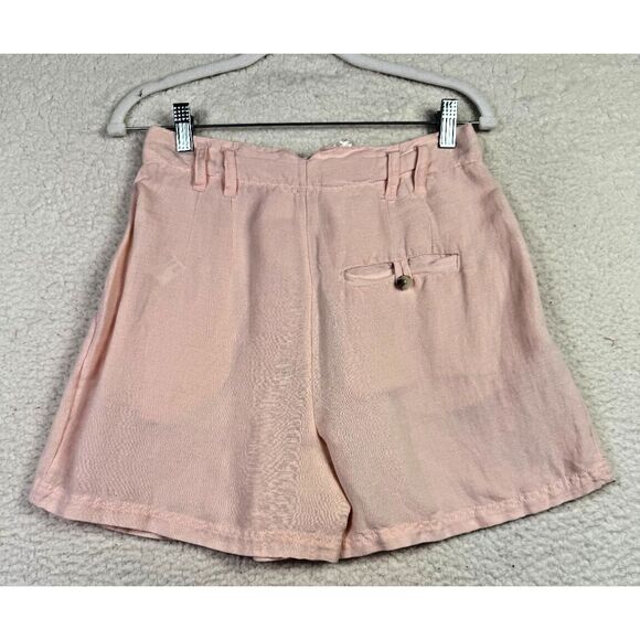 FREE PEOPLE Calla Linen High Waist Bermuda Shorts Sz 2 Pink NEW Coastal Grandma - Picture 2 of 10
